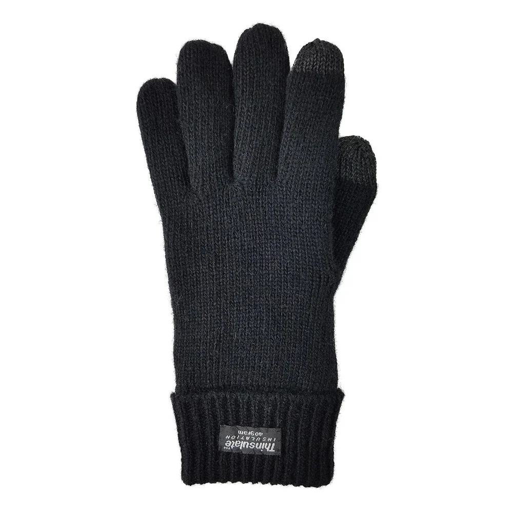 BRUCERIVER Black Ladie's Wool Knit Gloves Thinsulate Lining Size Touchscreen S